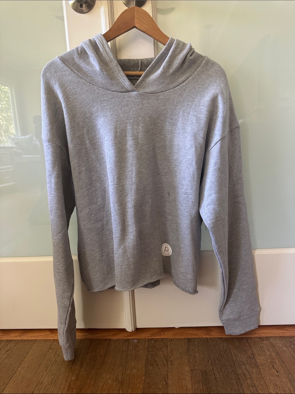 Pure Barre Light Heather Gray Hooded Crew-Scoop Pullover
